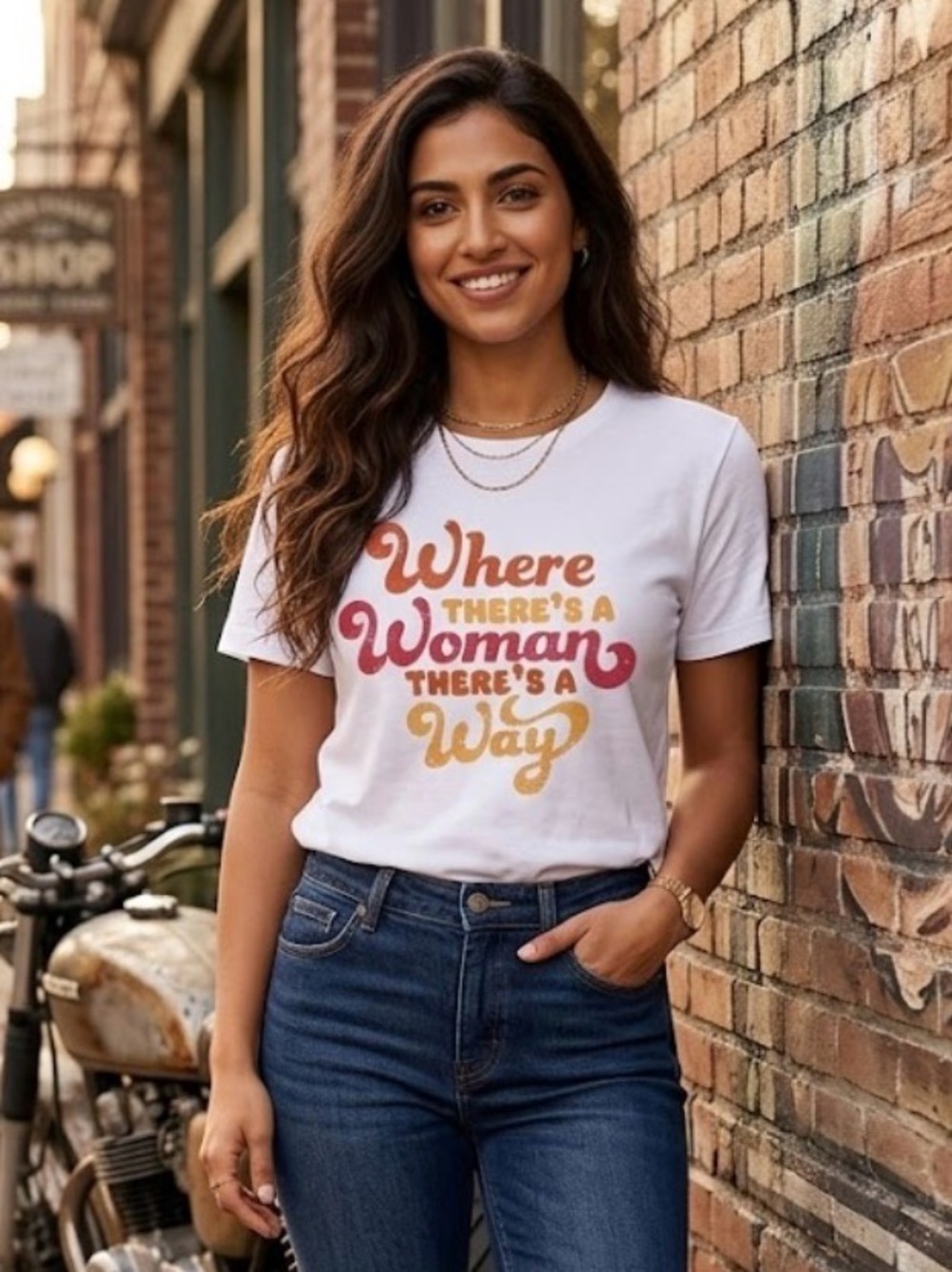 Where There's a Woman There's a Way Graphic Tee Retro Shirt - Size Medium - Picture 7 of 7